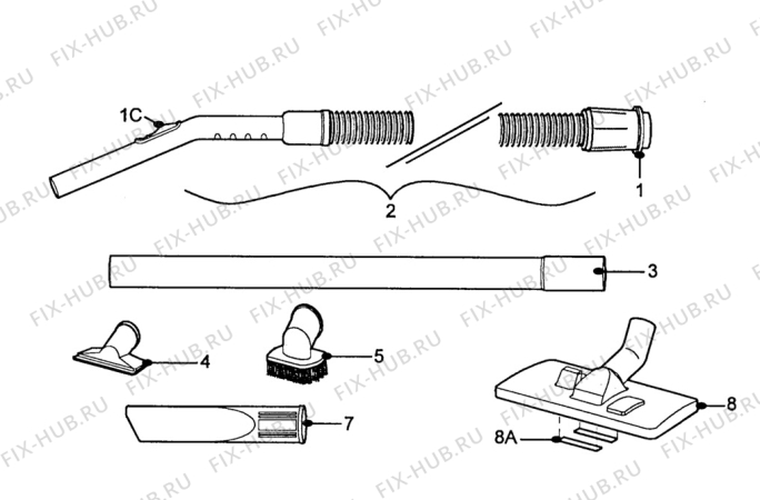 Взрыв-схема пылесоса Tornado TO1864 - Схема узла Accessories